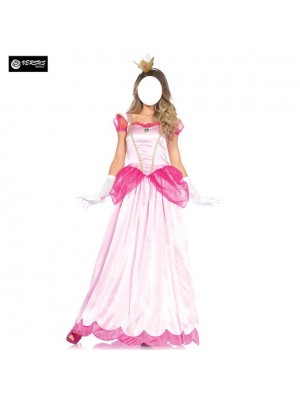 Simil Peach Costume Carnevale Bambina Vestito Principessa Cosplay PEACH03